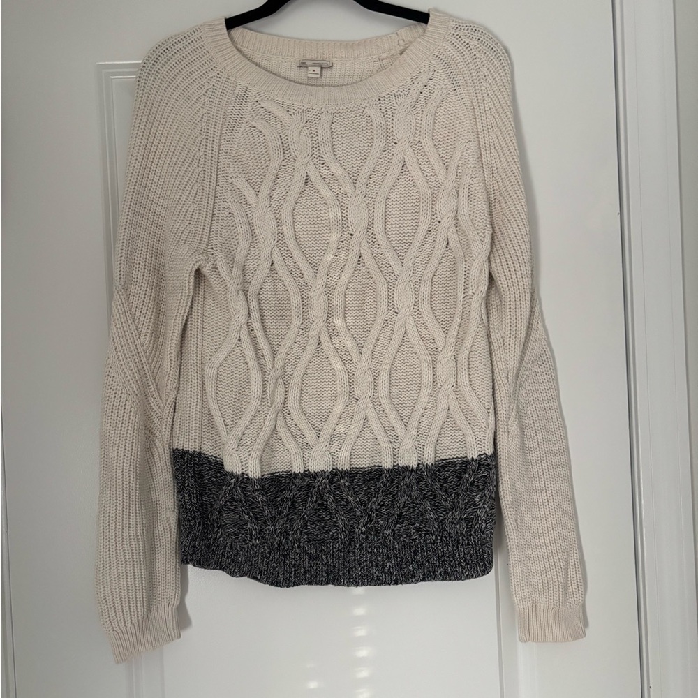 GAP Cream and Gray Knit Sweater